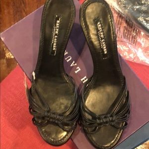 Ralph Lauren collection black Leather Slip-ons.